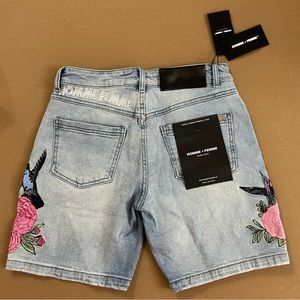 Homme + Femme embroidered jean shorts!